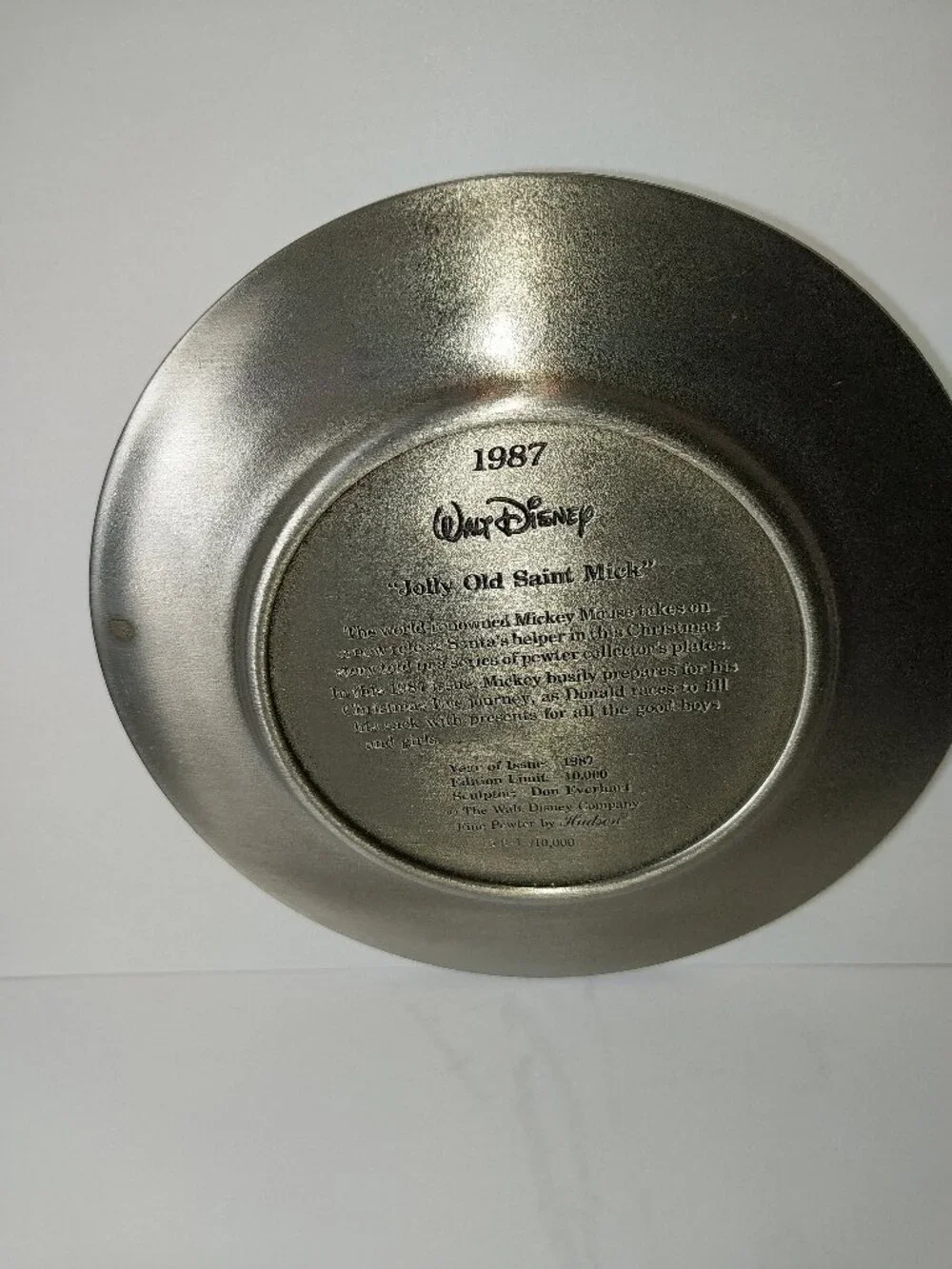 Christmas Hudson Disney Pewter Plate 